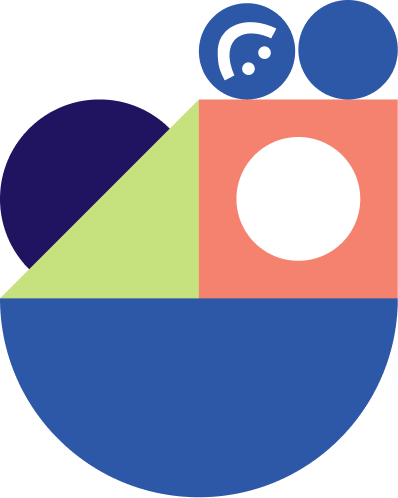 Abstract shapes with bright colors conveying joy amidst pain