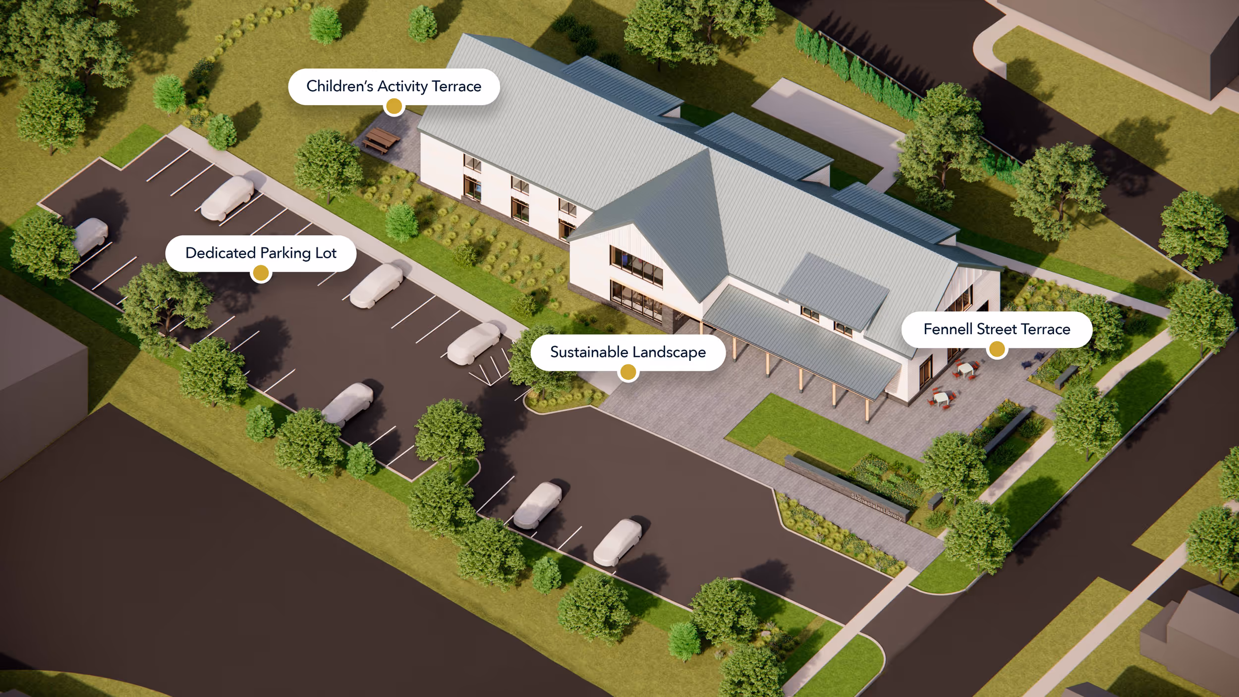 Aerial view of new library