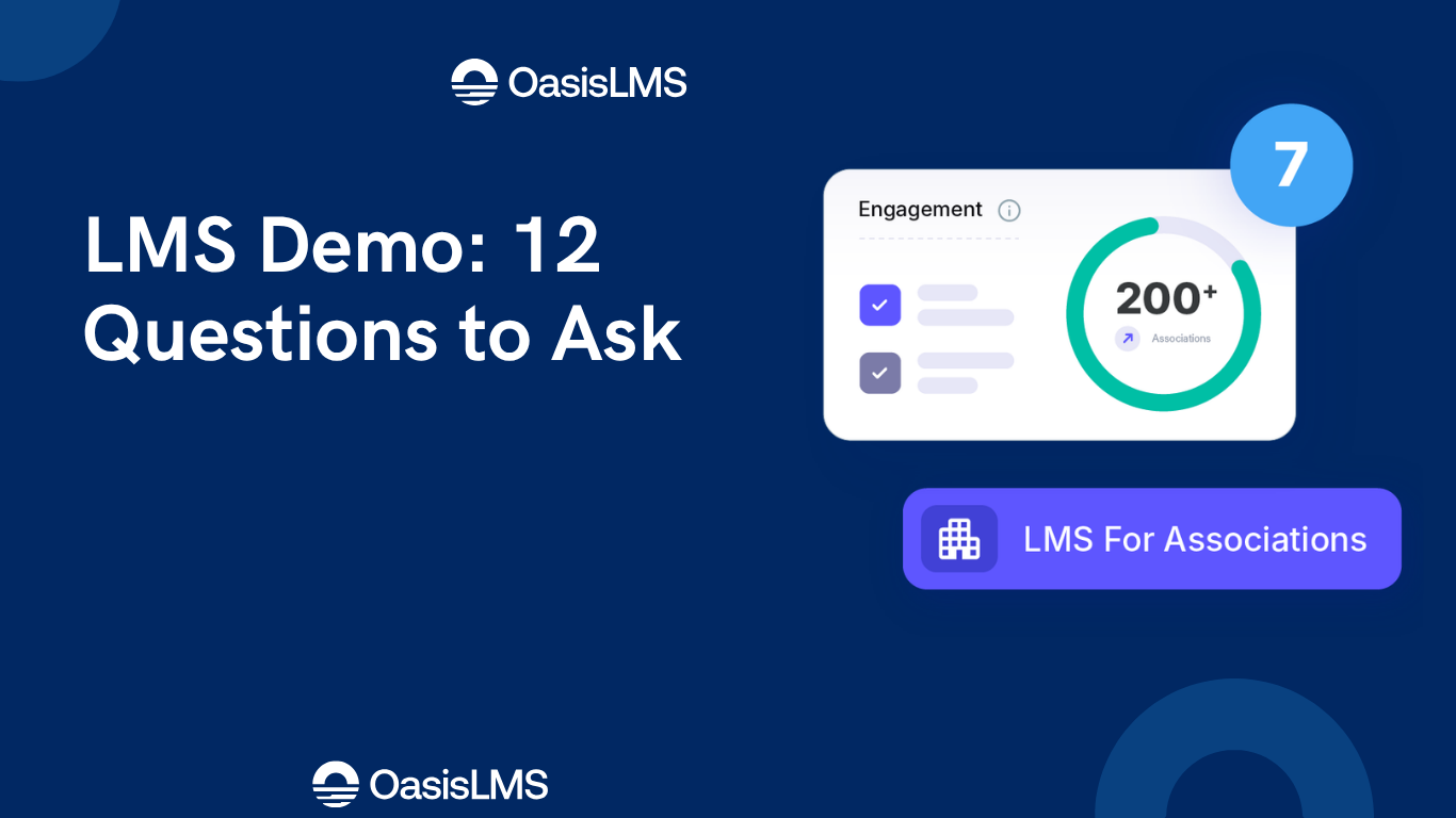 LMS demo guide banner for associations and CME teams, by OasisLMS