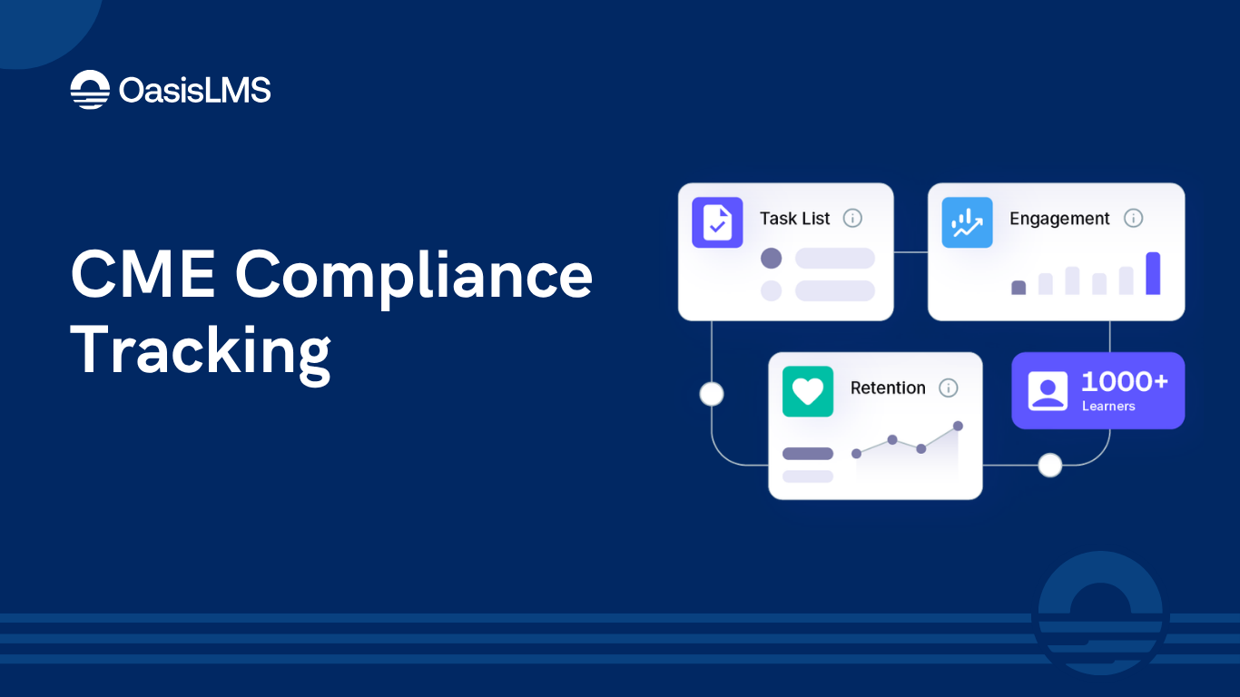 CME compliance tracking banner for medical societies and CME teams, by OasisLMS
