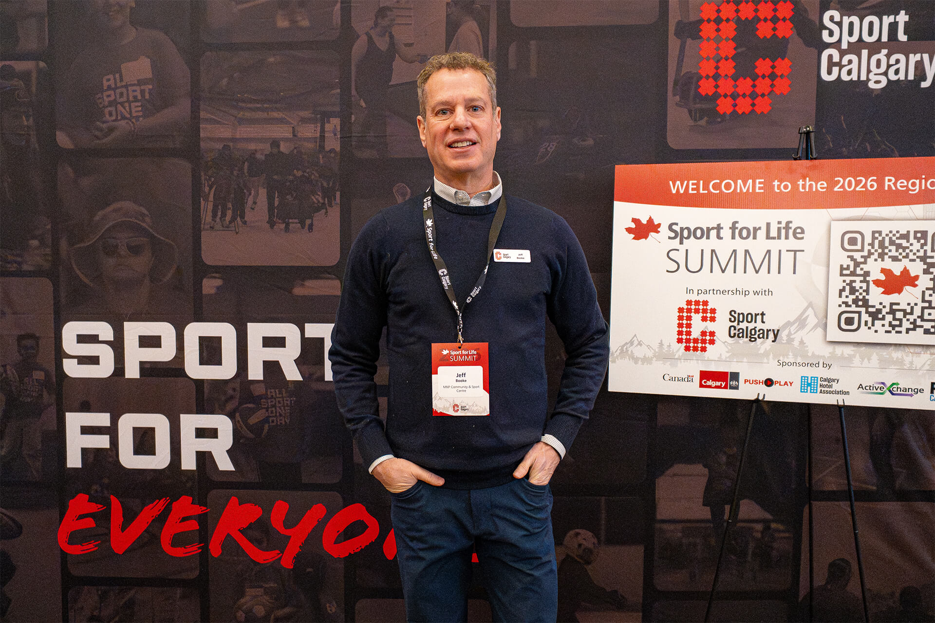 Conference participant photographed at Sport for Life Summit event showcasing national sport collaboration.