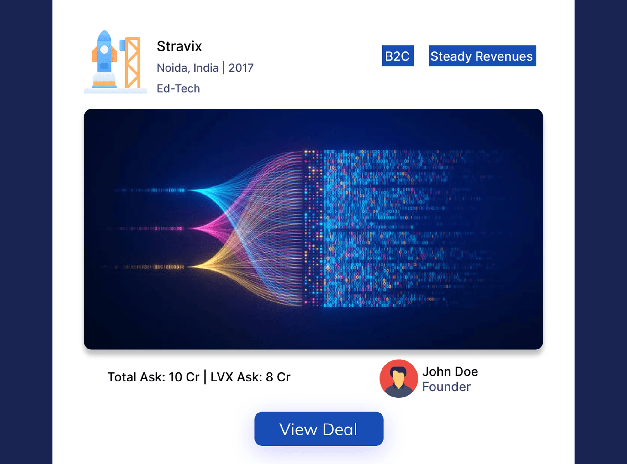 Sample deal card on LVX platform
