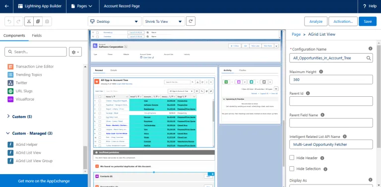 Add AGrid to Record Pages