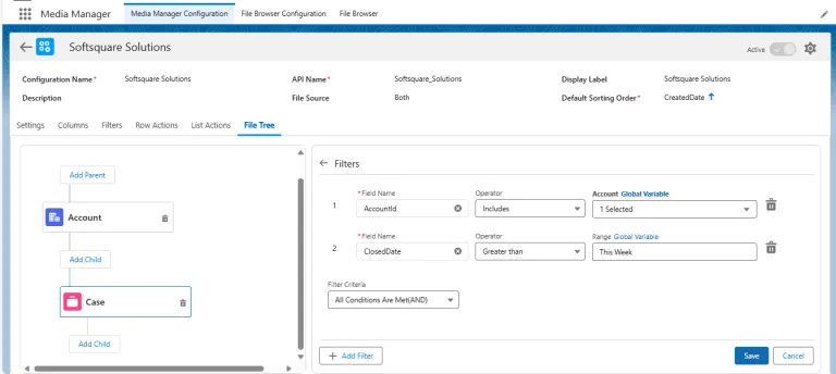 Customize by adding filters for File Tree View