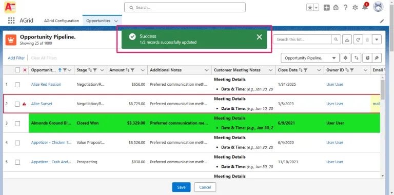 Partial Save your Inline Edit details