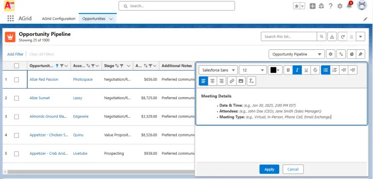 Edit Rich Long text in Salesforce List views
