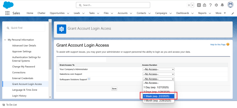Setup Expiry for the granted login