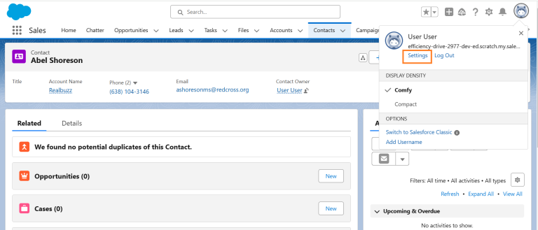 Open Settings from your Profile