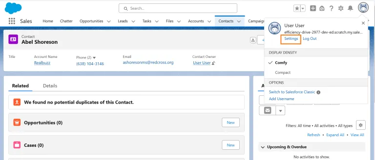 Open Settings from your Profile