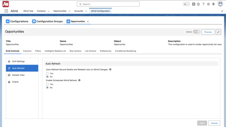 Auto Refresh Settings for Grid