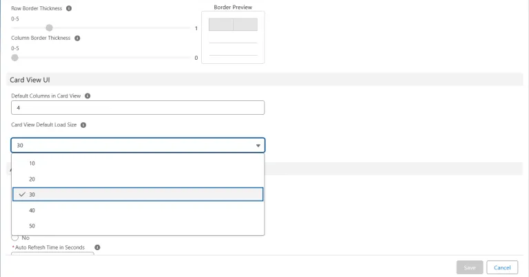 Default Load Size - Card View