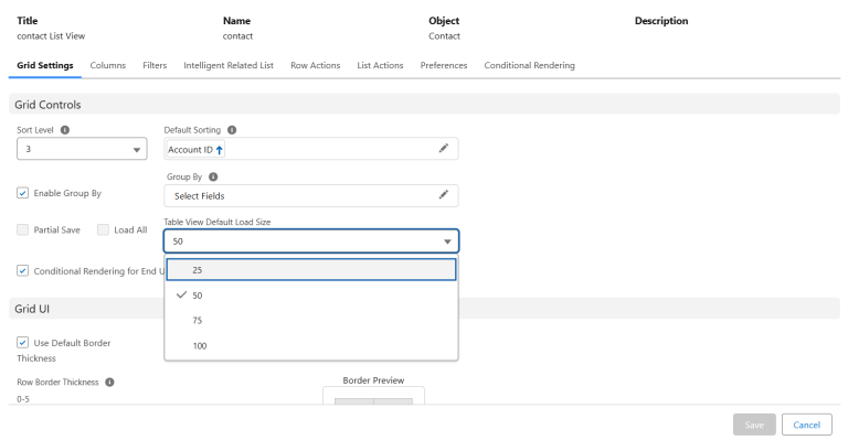 Default Load Size - Table View