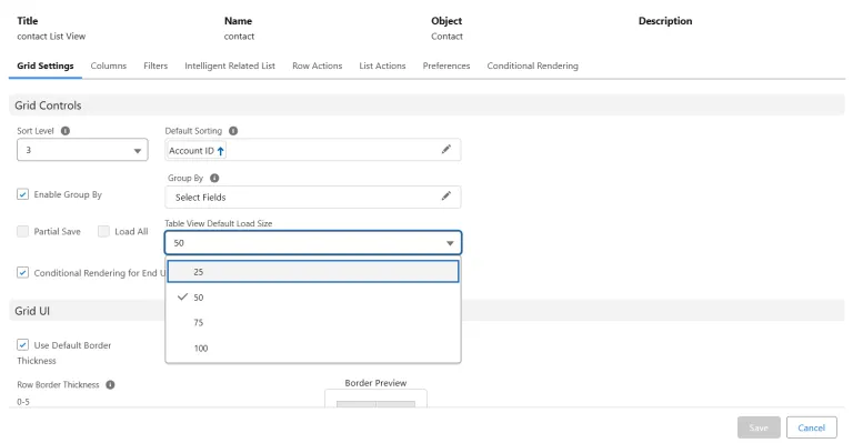 Default Load Size - Table View