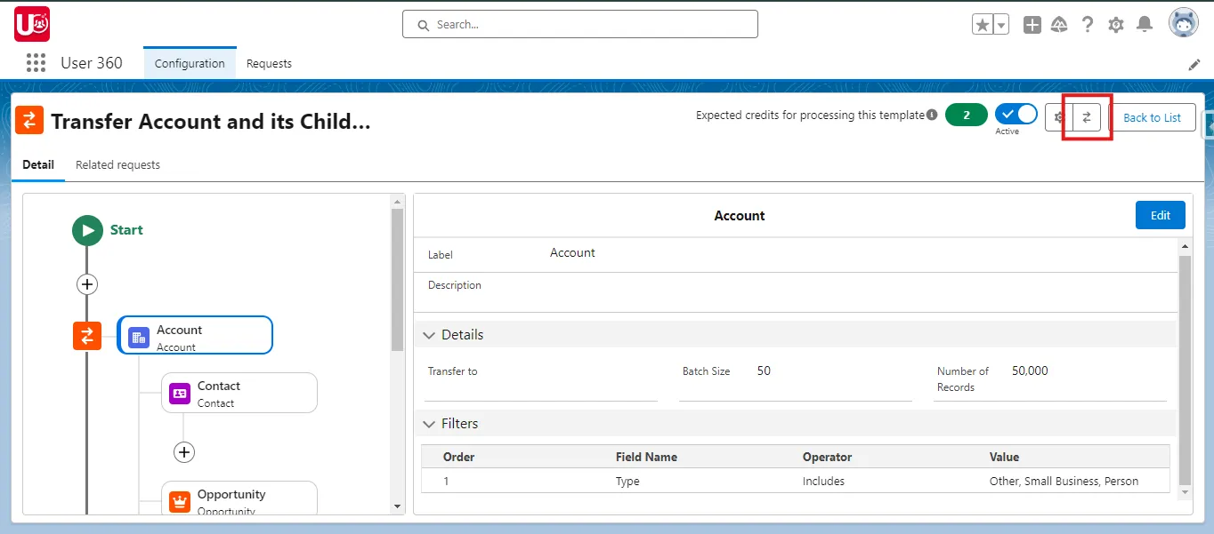 Ad-hoc Transfer Request button