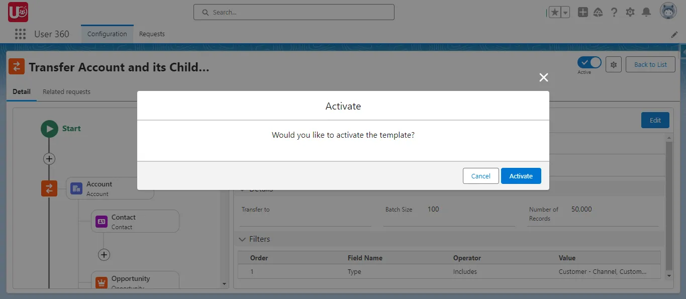 Activate the template
