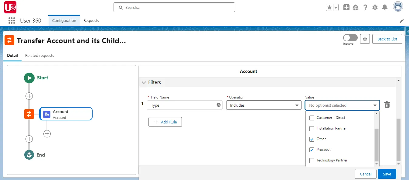 Setup Filters for Account Object