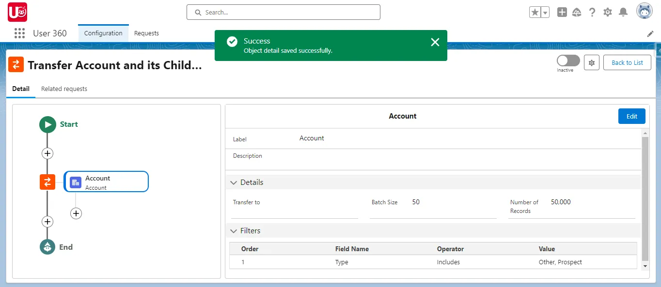 Account Object - View mode