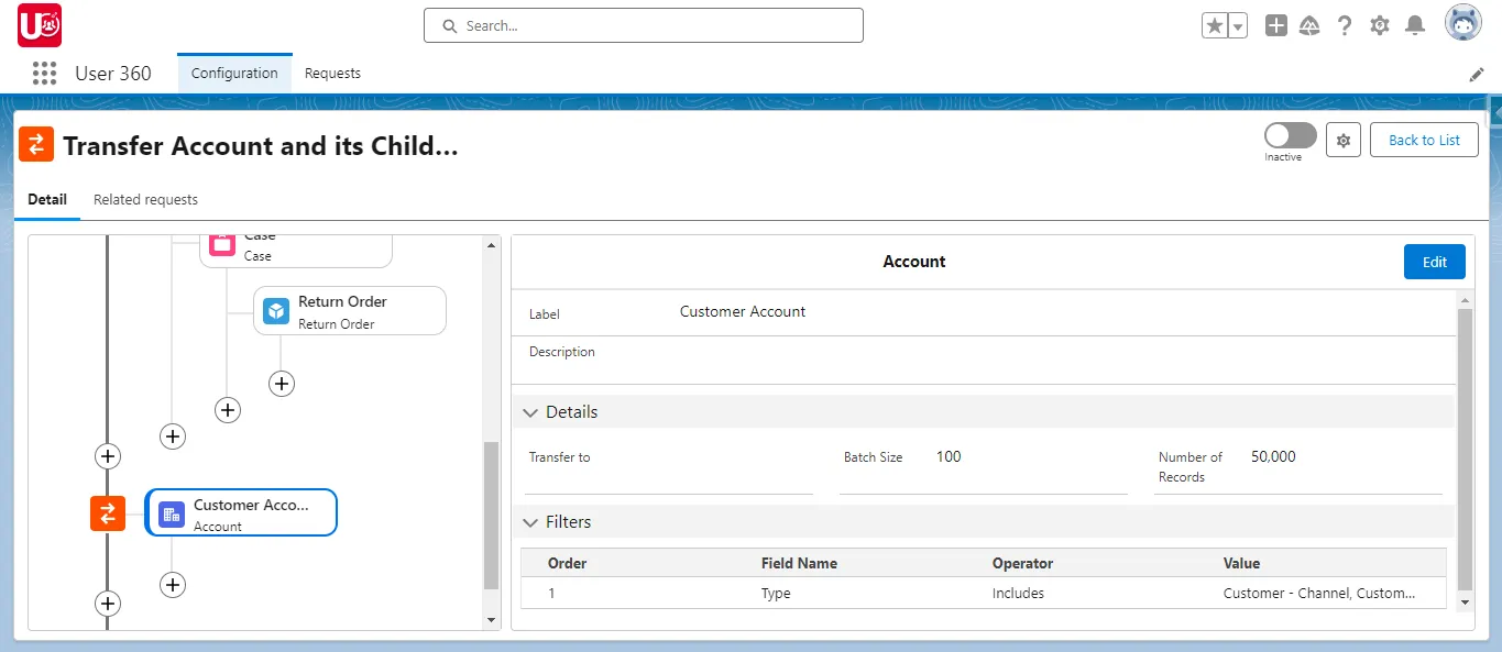 Setup Customer Accounts in template