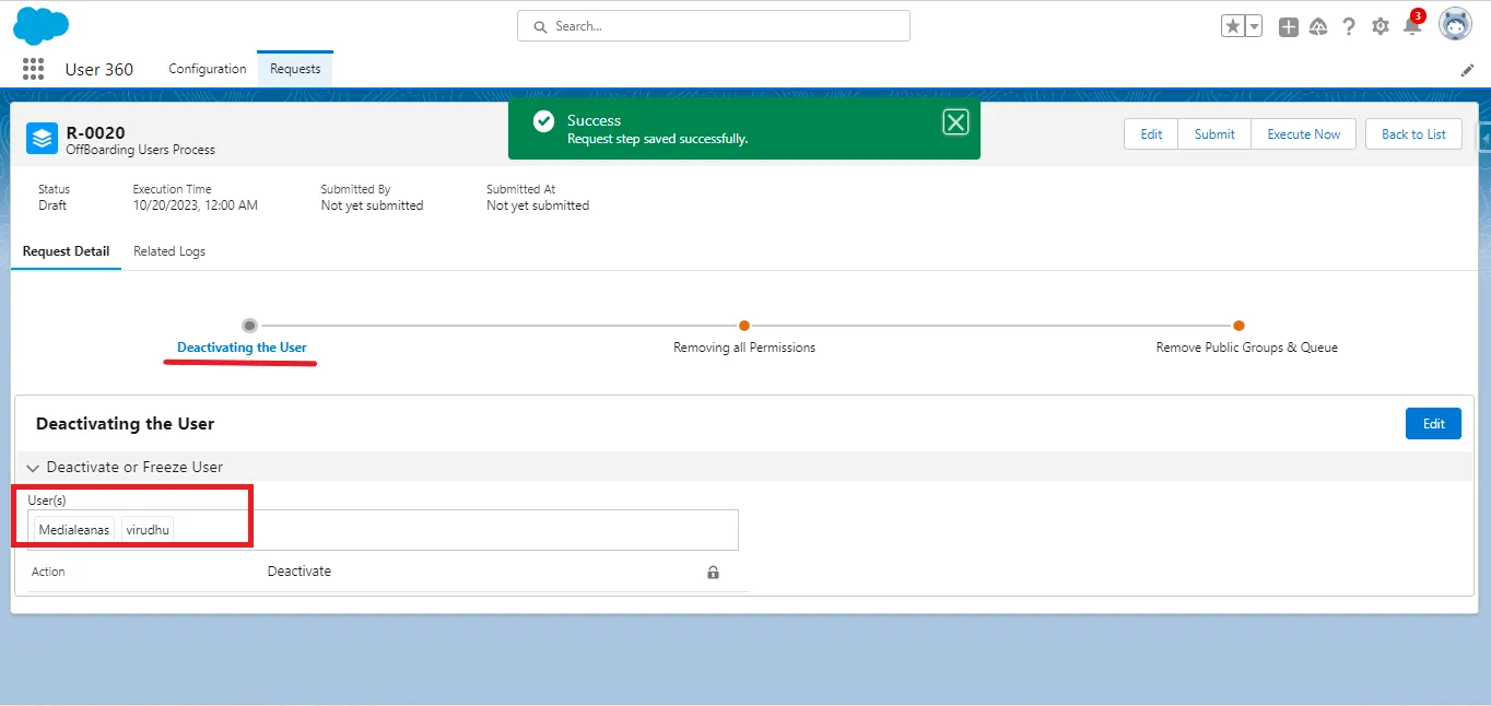 Deactivating users step in the OffBoarding Process