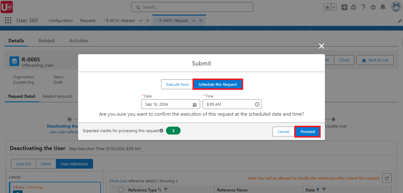 Schedule OffBoarding Request