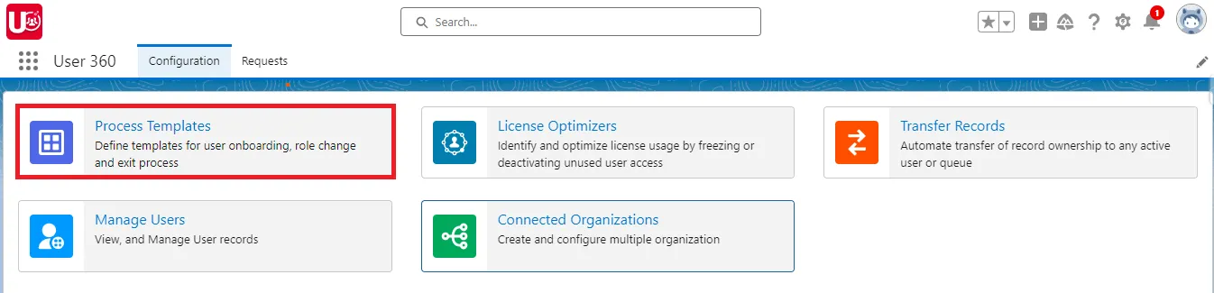 Process Template in Configuration tab