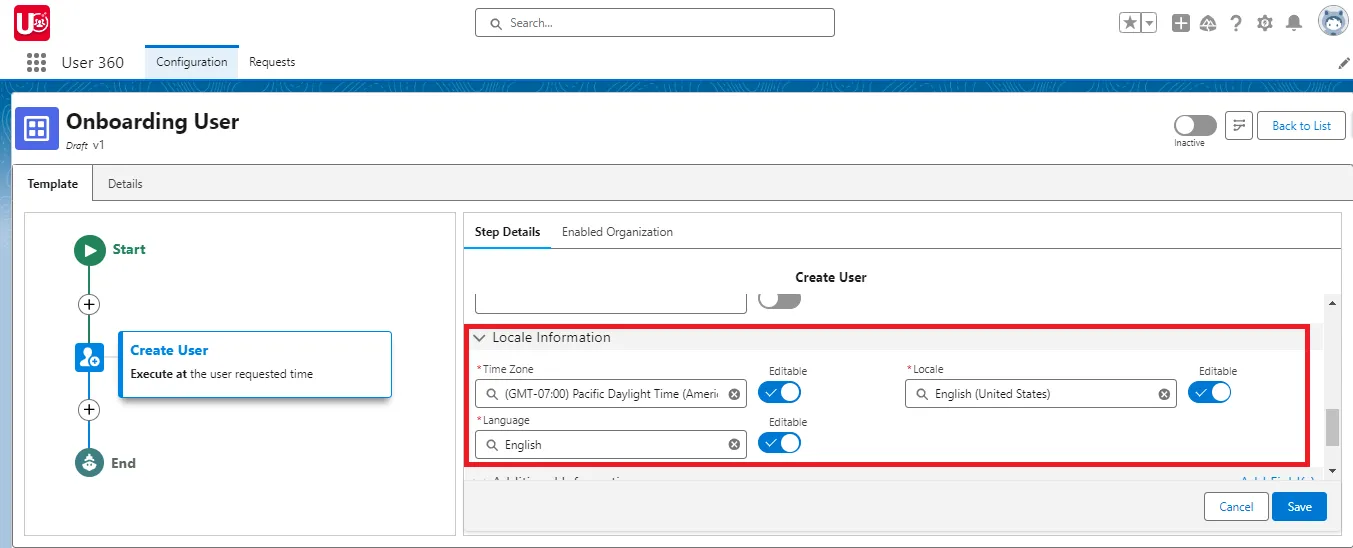 Update Locale Information in the Process Template