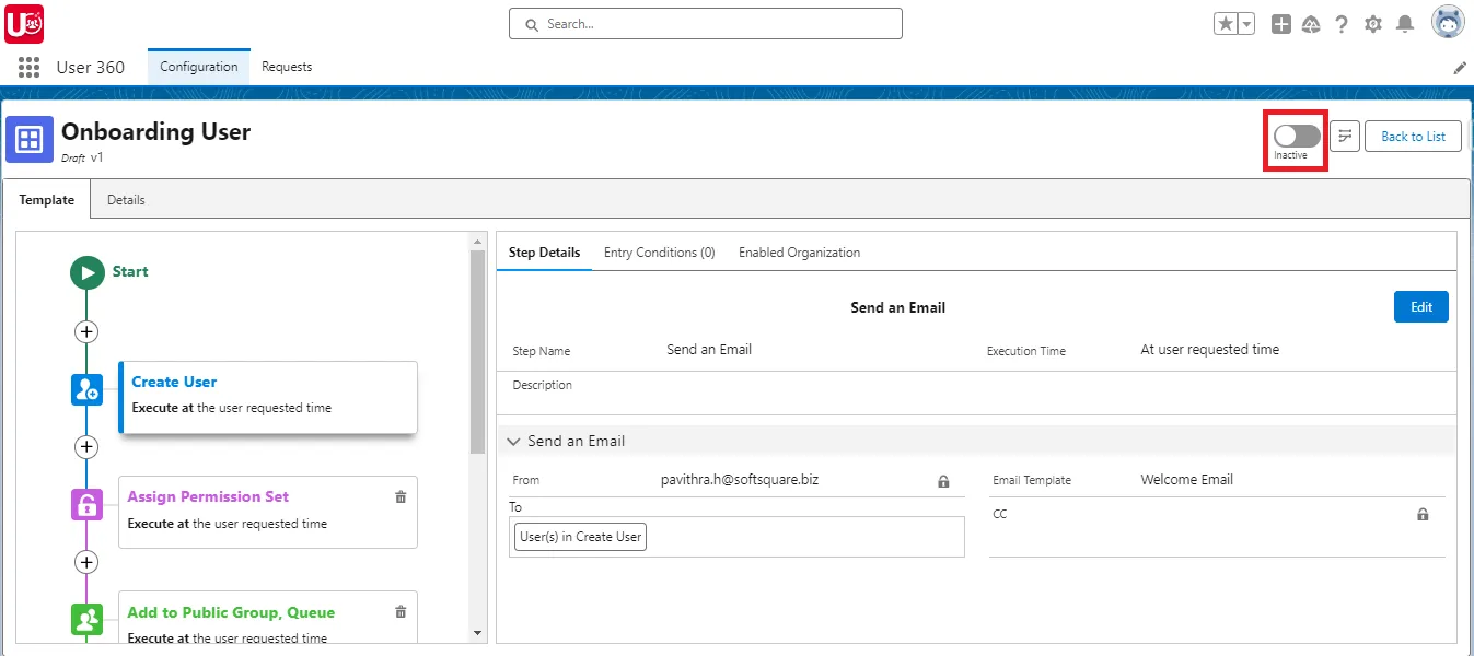 Activate Process template