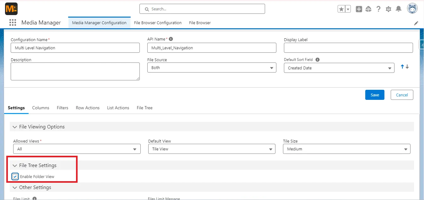 Enable Folder View in Settings