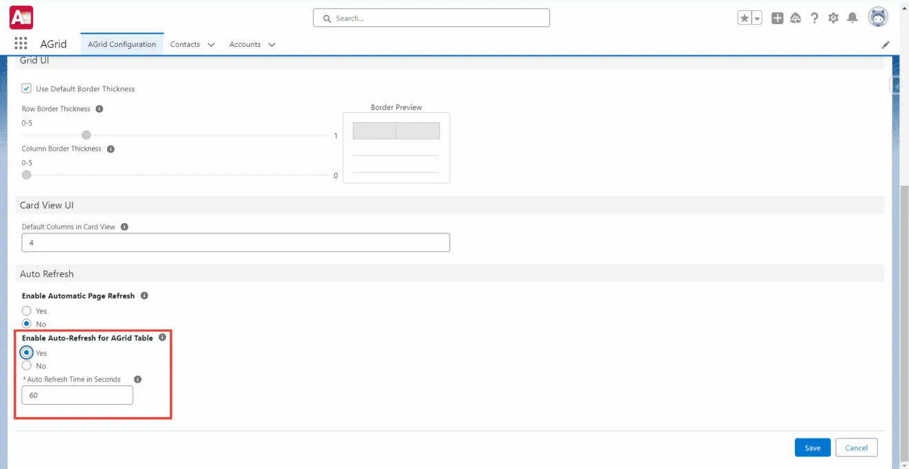 Set Auto refresh timer in configuration
