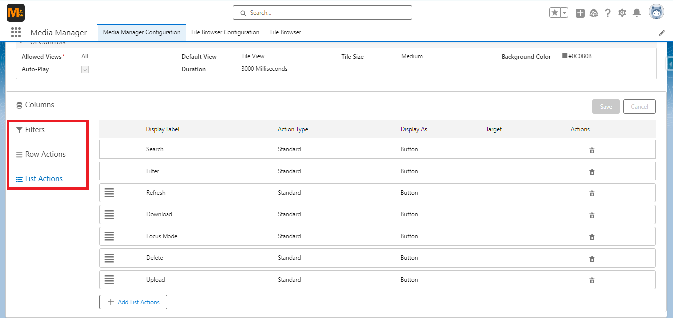 Media Manager Config - Setup for Admin