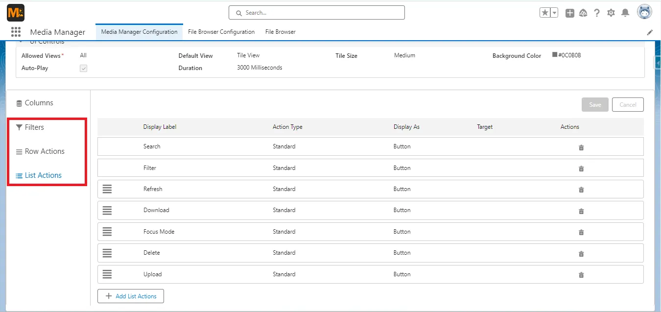 Media Manager Config - Setup for Admin