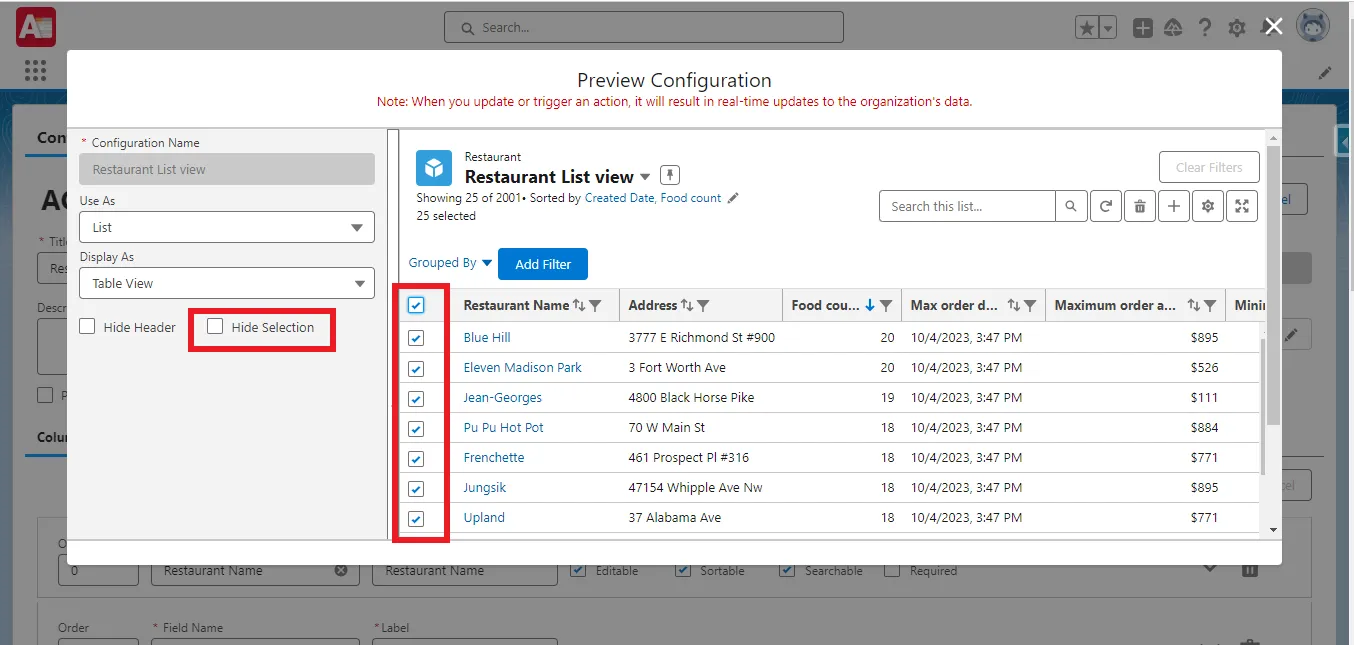 Hide Selection Checkbox when unchecked