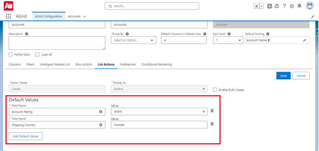 Setting up some Default values upon record Creation