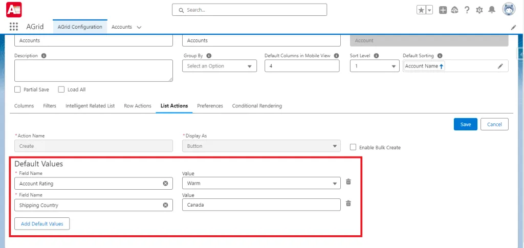 Setting up some Default values upon record Creation