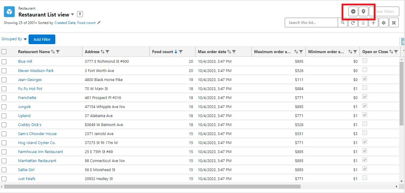 Viewing the List Actions as Icons