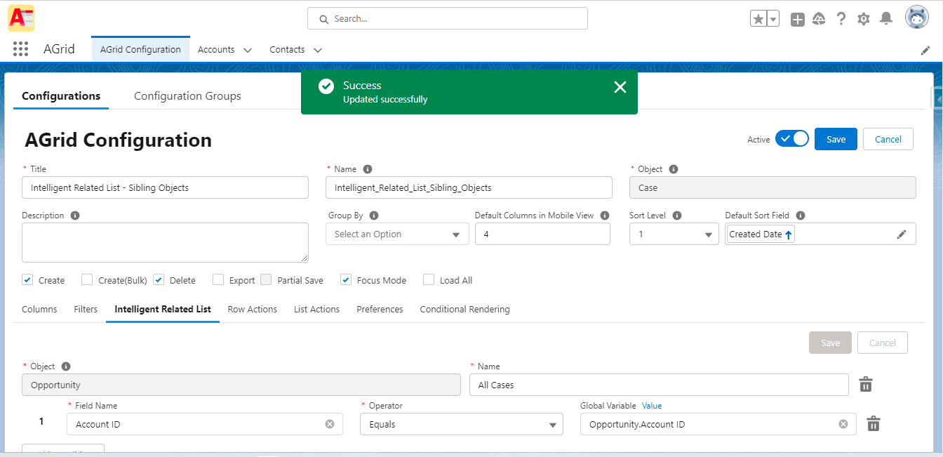 Successfully save filter and configuration