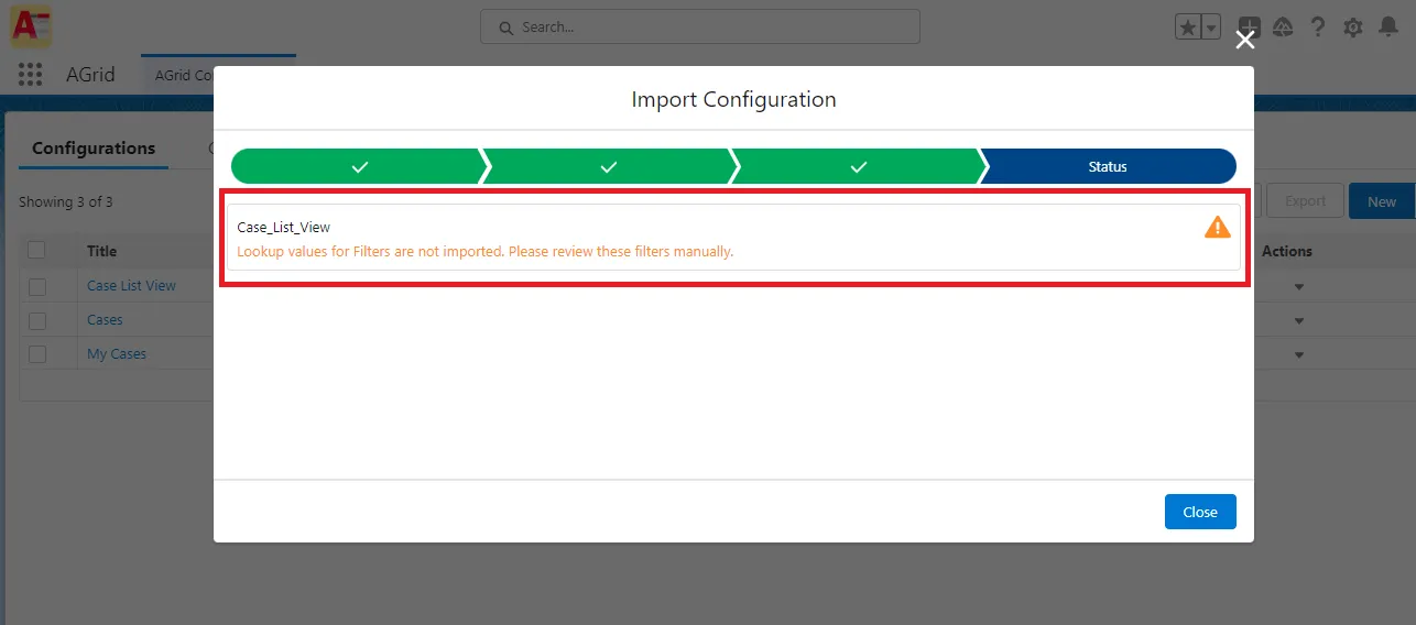 Error during impor of AGrid Configurations.