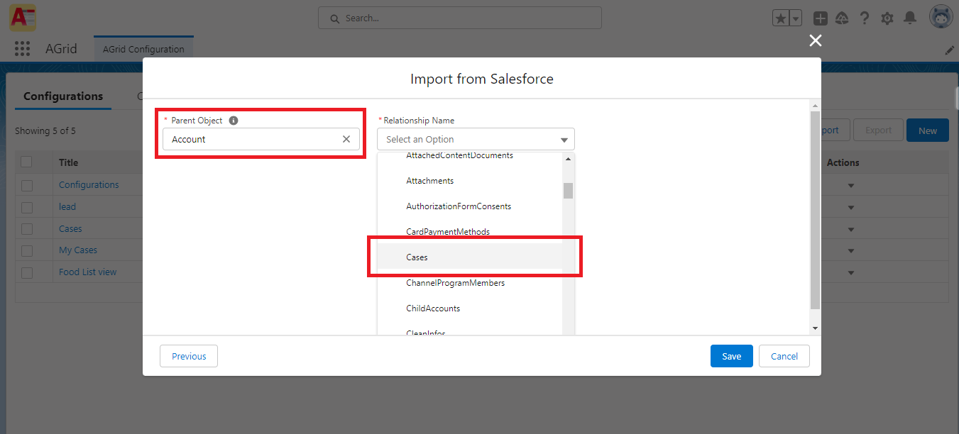 AGrid - Import Related List View