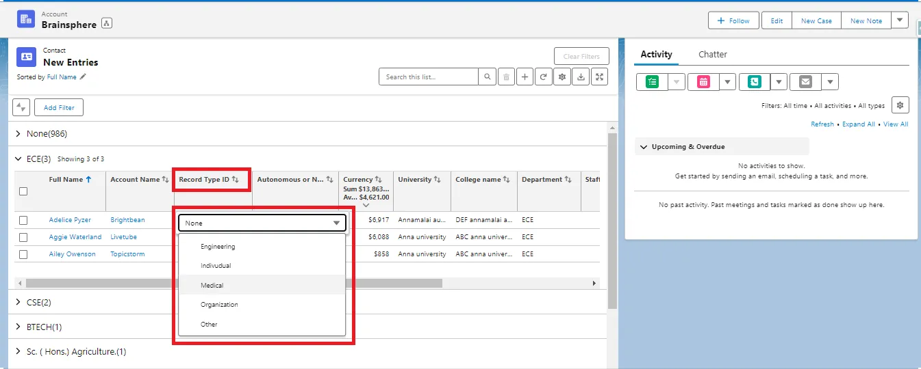 AGrid - Inline Edit for Record Type field
