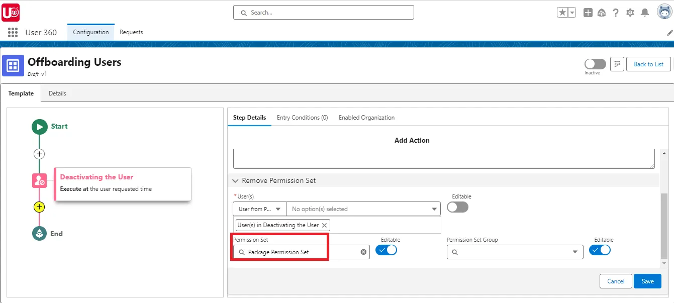 Select Permission Set to remove