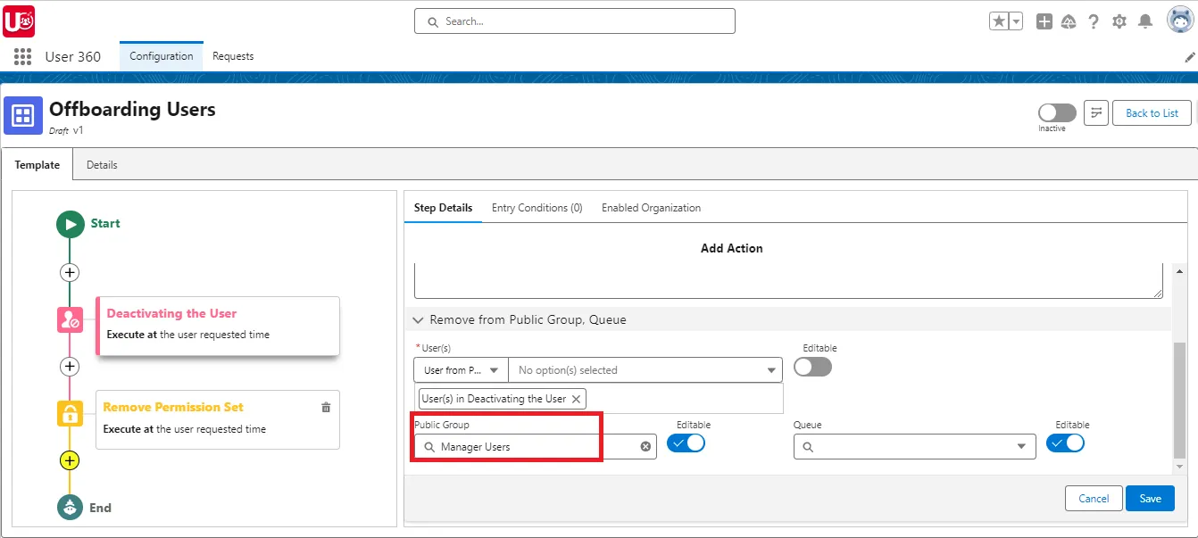 Select Public Group to remove