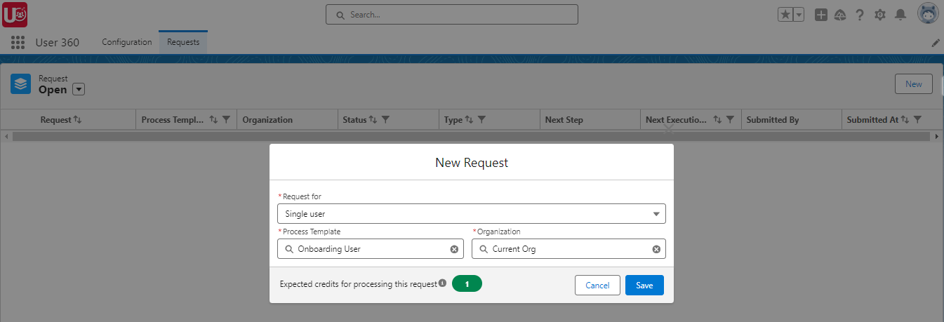 Create a Single User Request