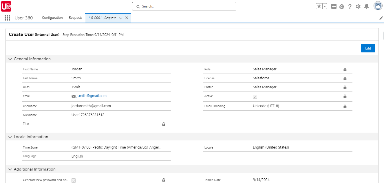 Update User Info Section for a Single User