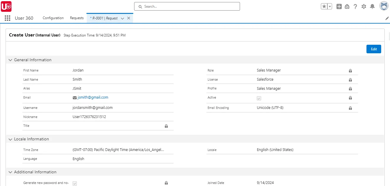 Update User Info Section for a Single User