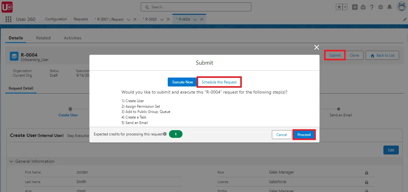 Submit and Schedule the Request