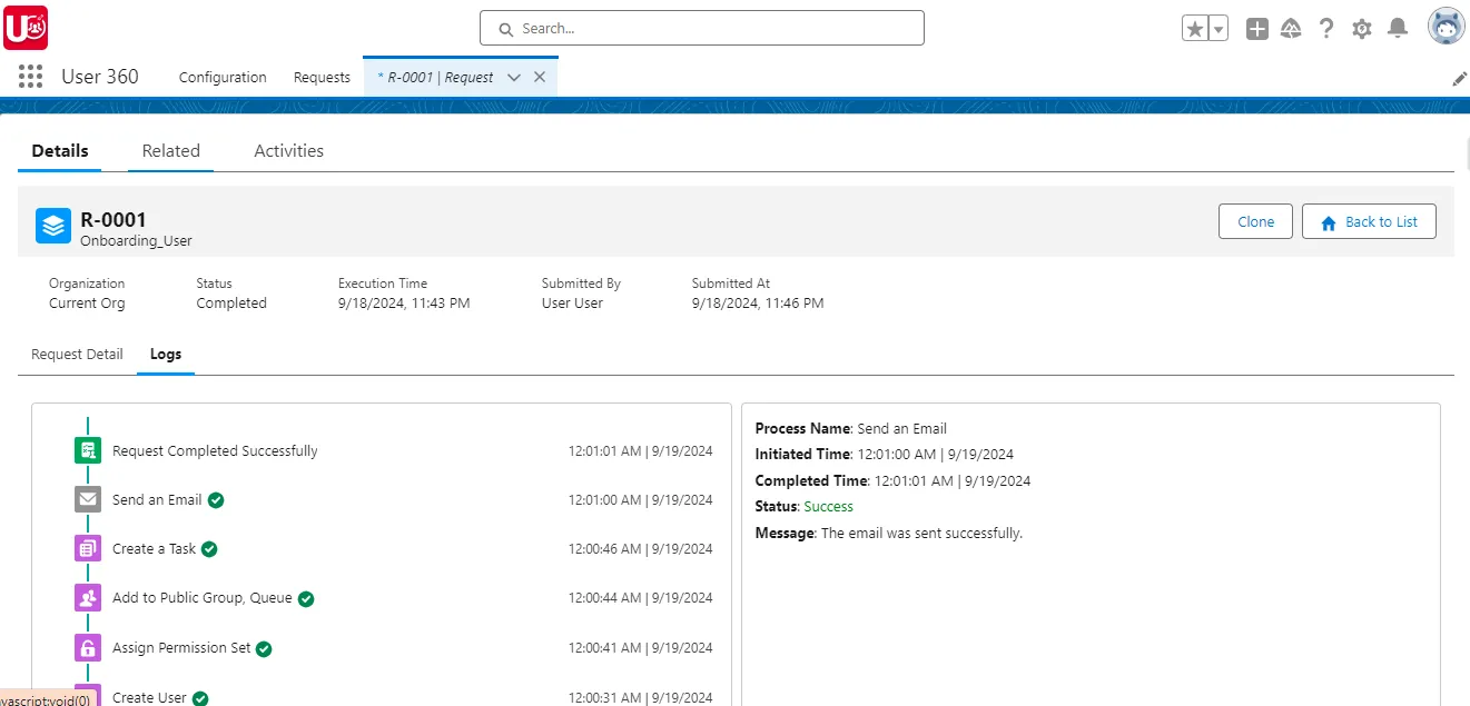 Request Executed Immediately