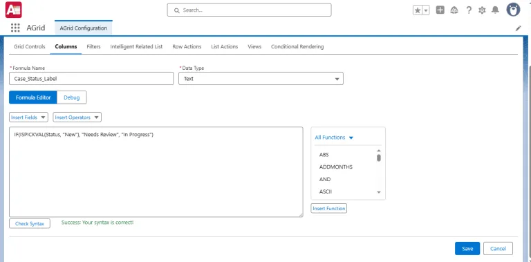 Formula Editor In AGrid as Columns