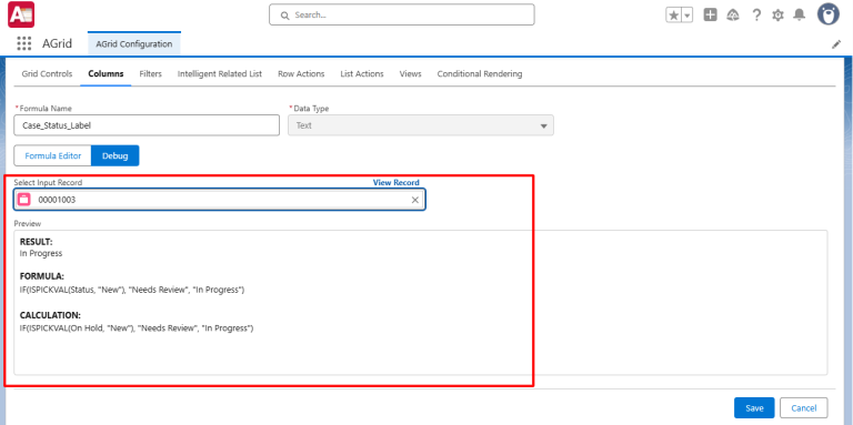 Debug your AGrid Formula
