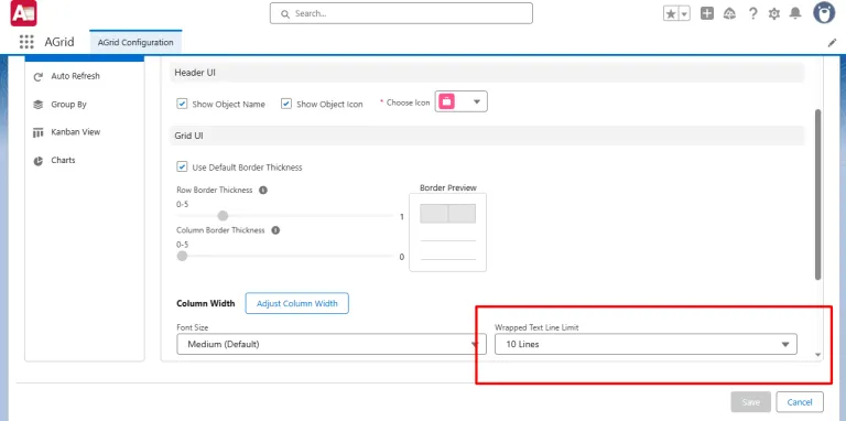 Set Wrap Text Limit in Grid Settings