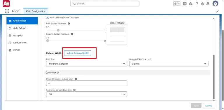 Adjust Default Column Width in Config